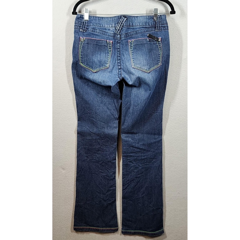 Vintage MisKeen Jeans Womens 5 Embellished Rhinestone Sword Bootcut Stretch - Picture 2 of 14